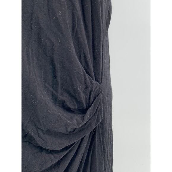 HELMUT LANG Women's Black Solid Asymmetrical Sleeves Side-Ruched Mini Dress SZ M - Picture 8 of 11